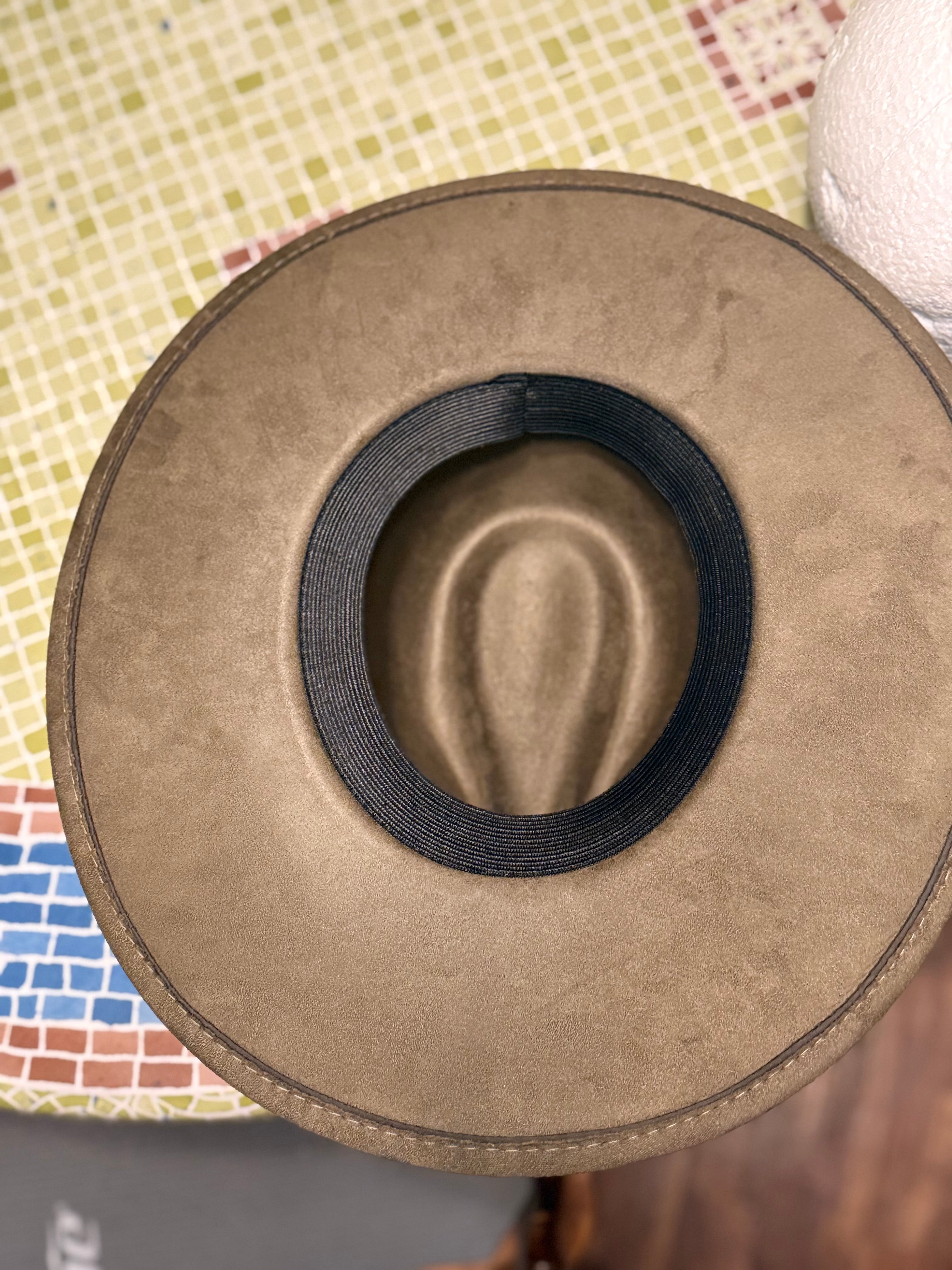 Handmade Wood-Burned Floral Western Hat – Adjustable Suede-Feel Brim