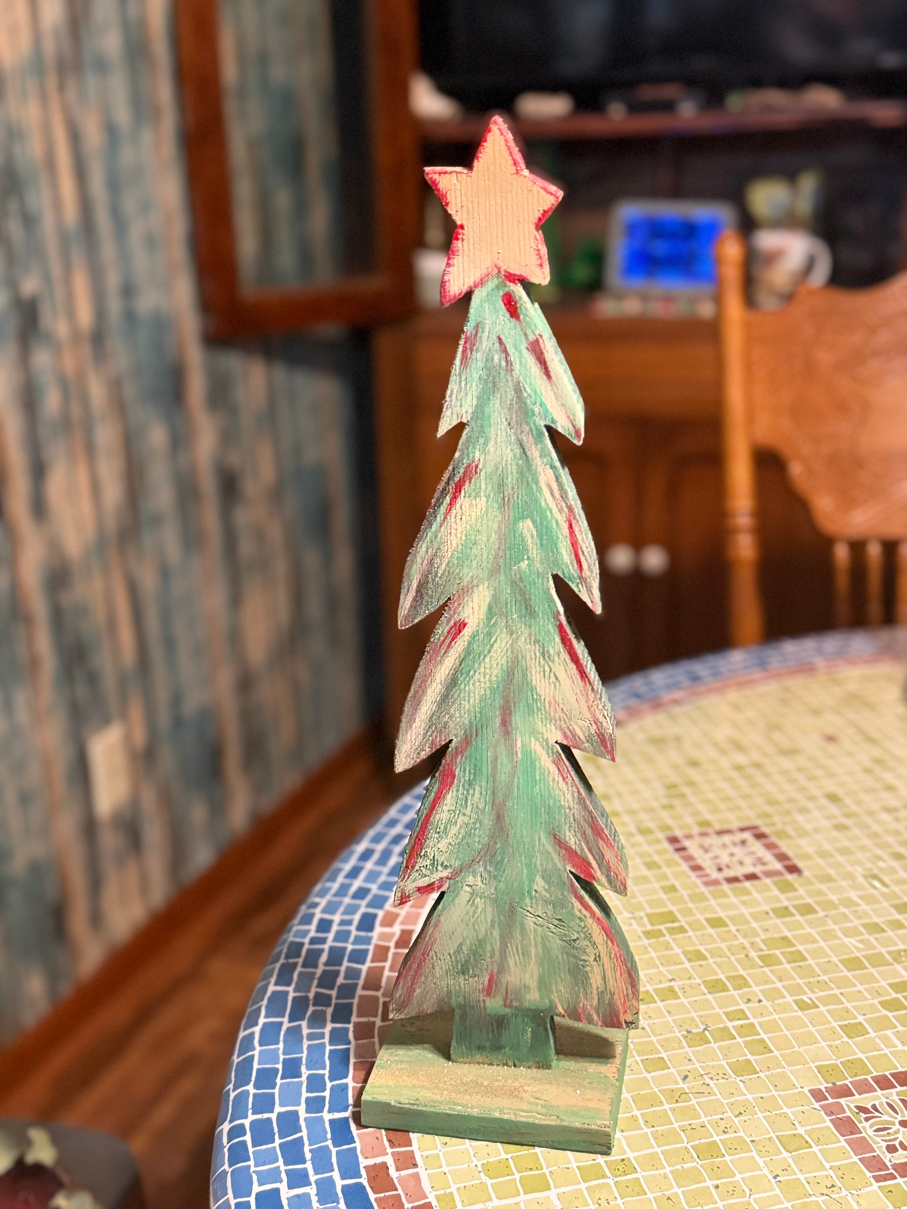Rustic Christmas Tree Shelf with Star#62