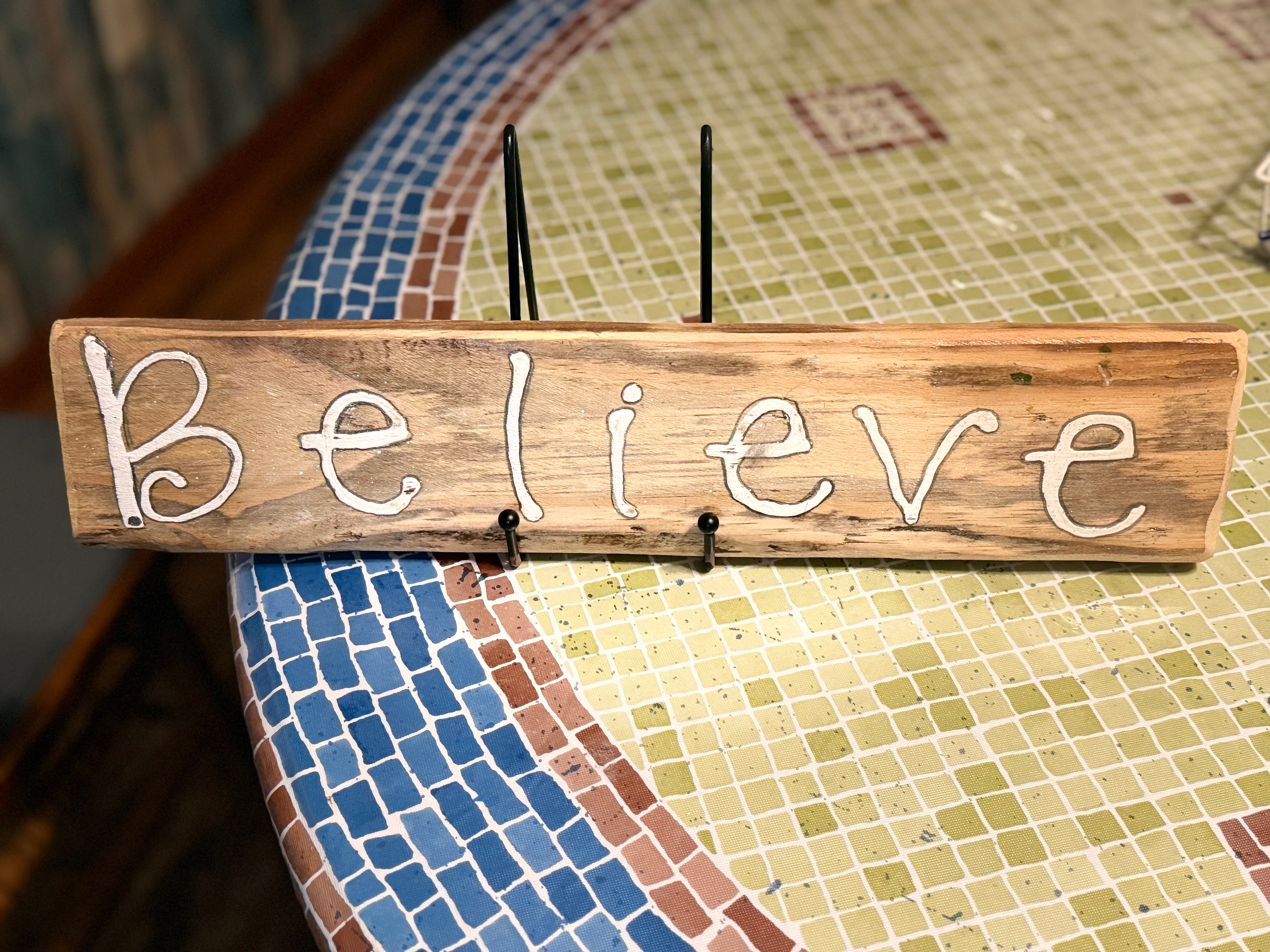 Rustic “Believe” Wooden Sign – 17 x 3.5#63