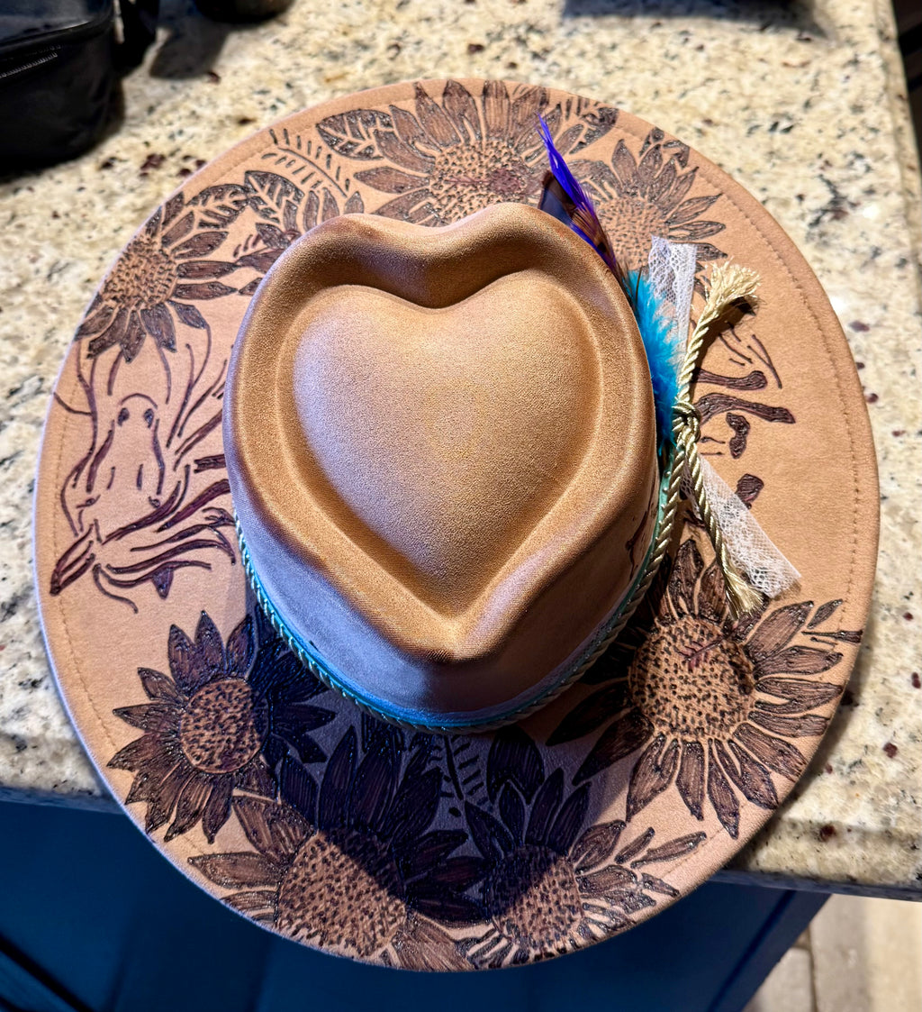 🌻 Sunflower Heart Western Hat