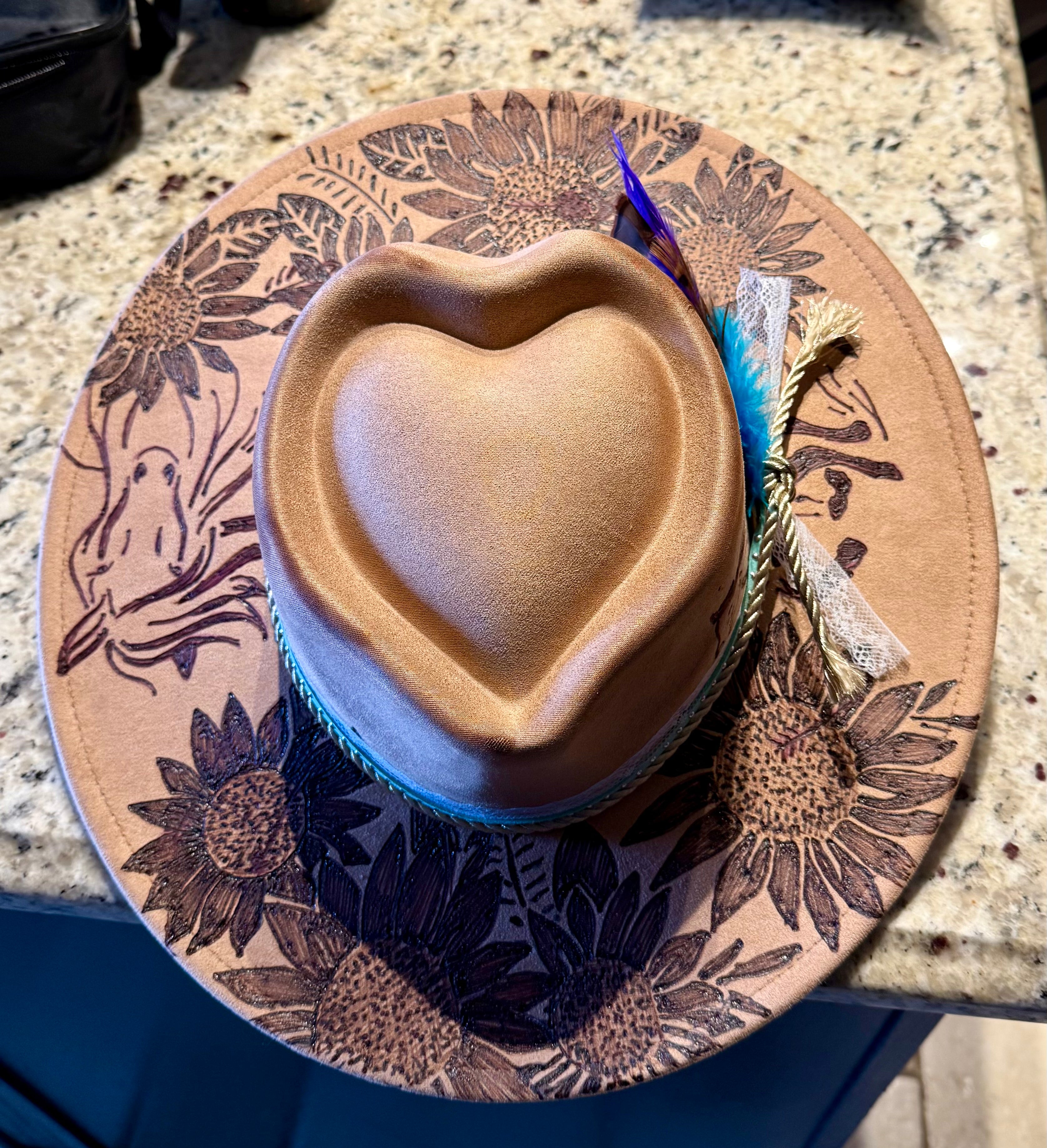 🌻 Sunflower Heart Western Hat