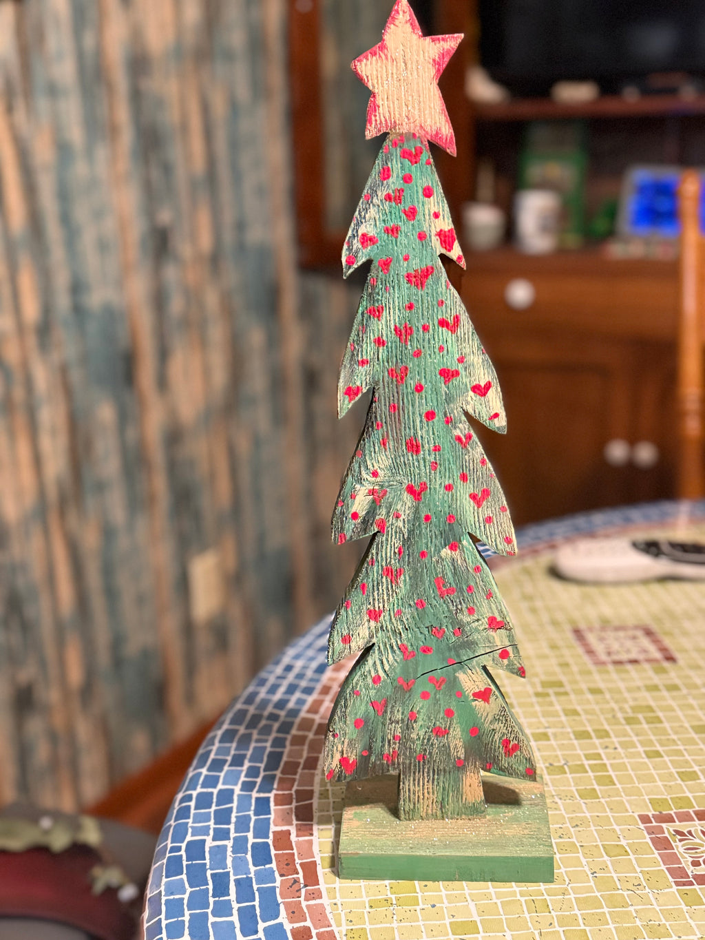 Rustic Christmas Tree Shelf with Star#62