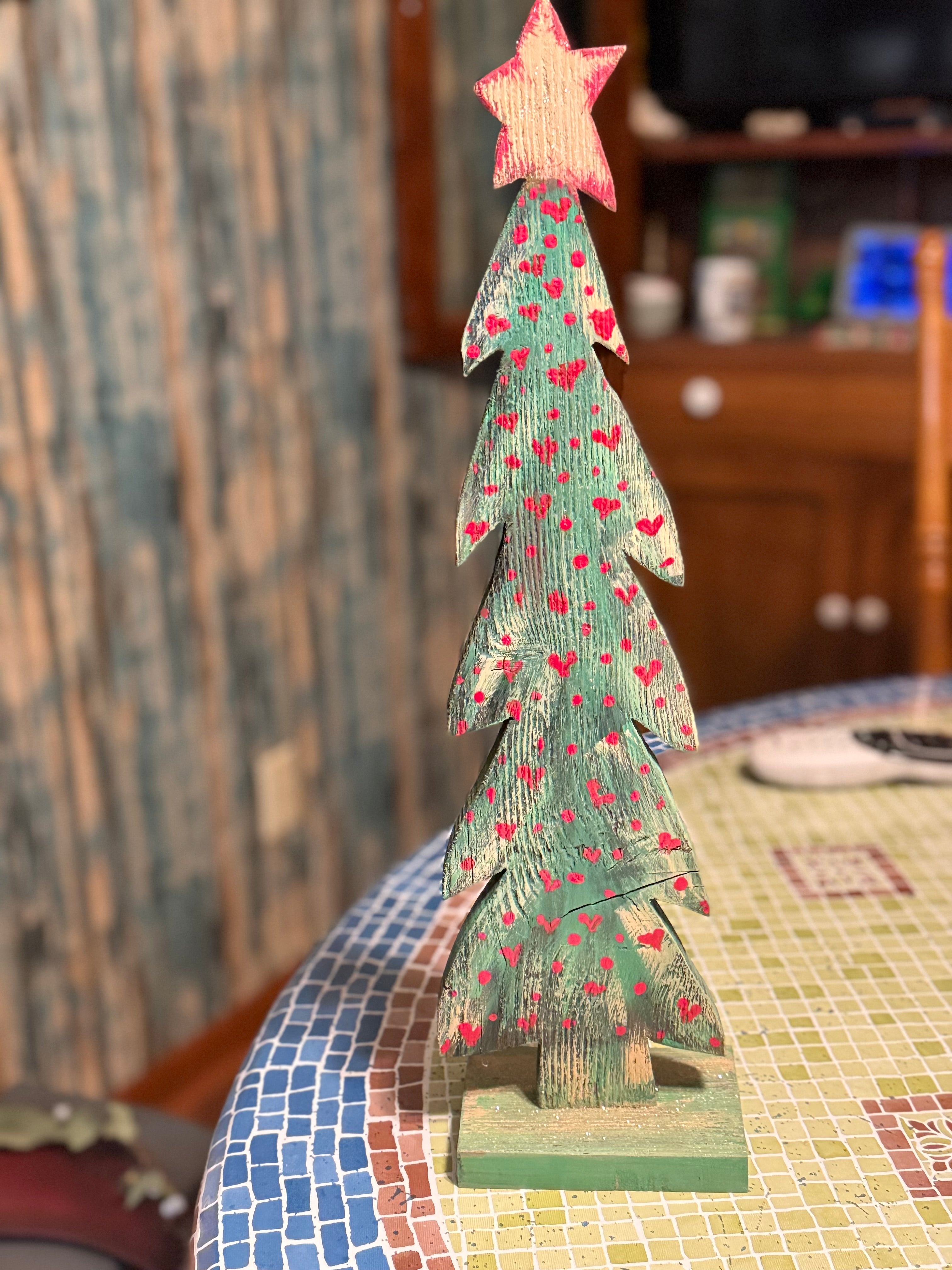 Rustic Christmas Tree Shelf with Star#62