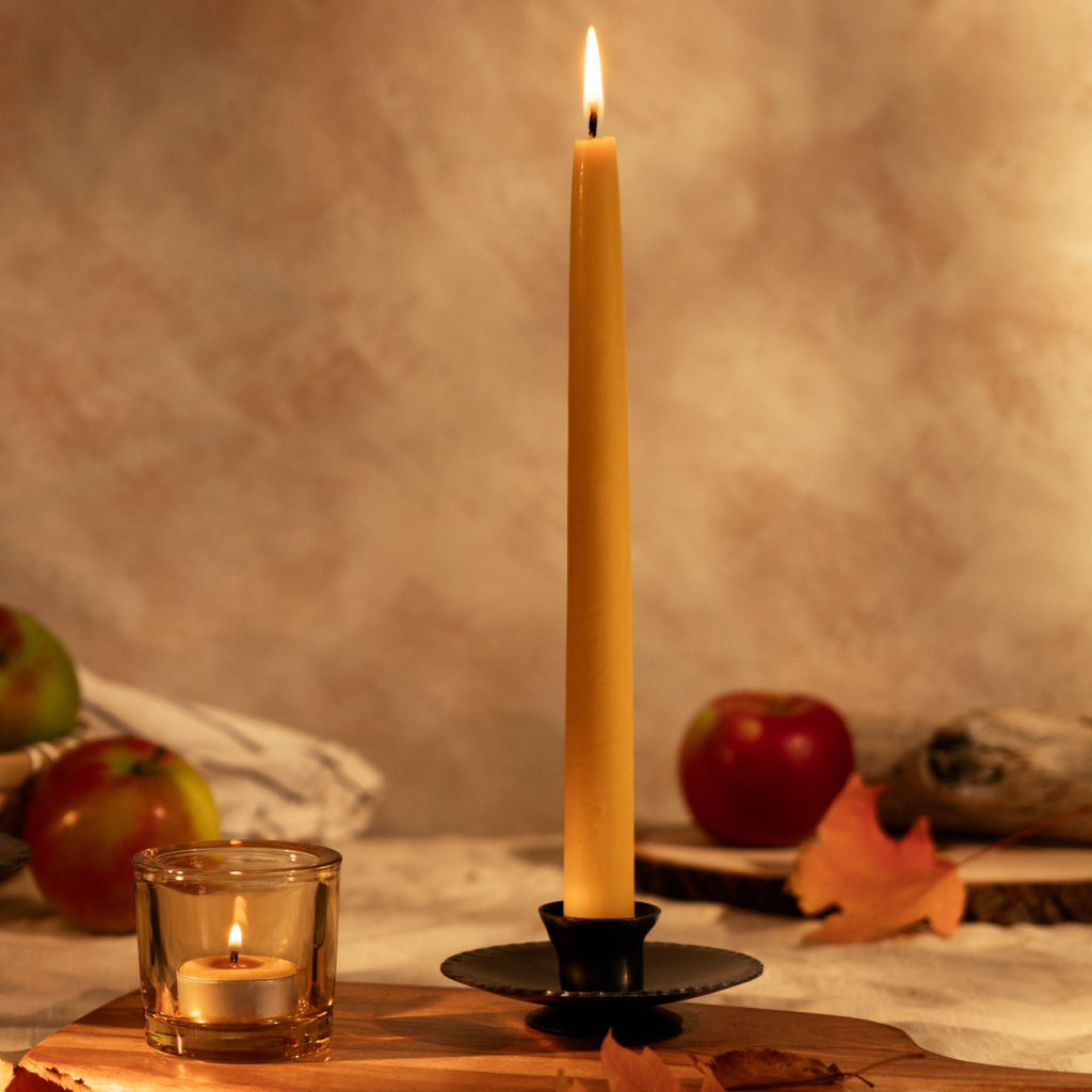 Hand-Dipped Beeswax Taper Candles - 1 Pair