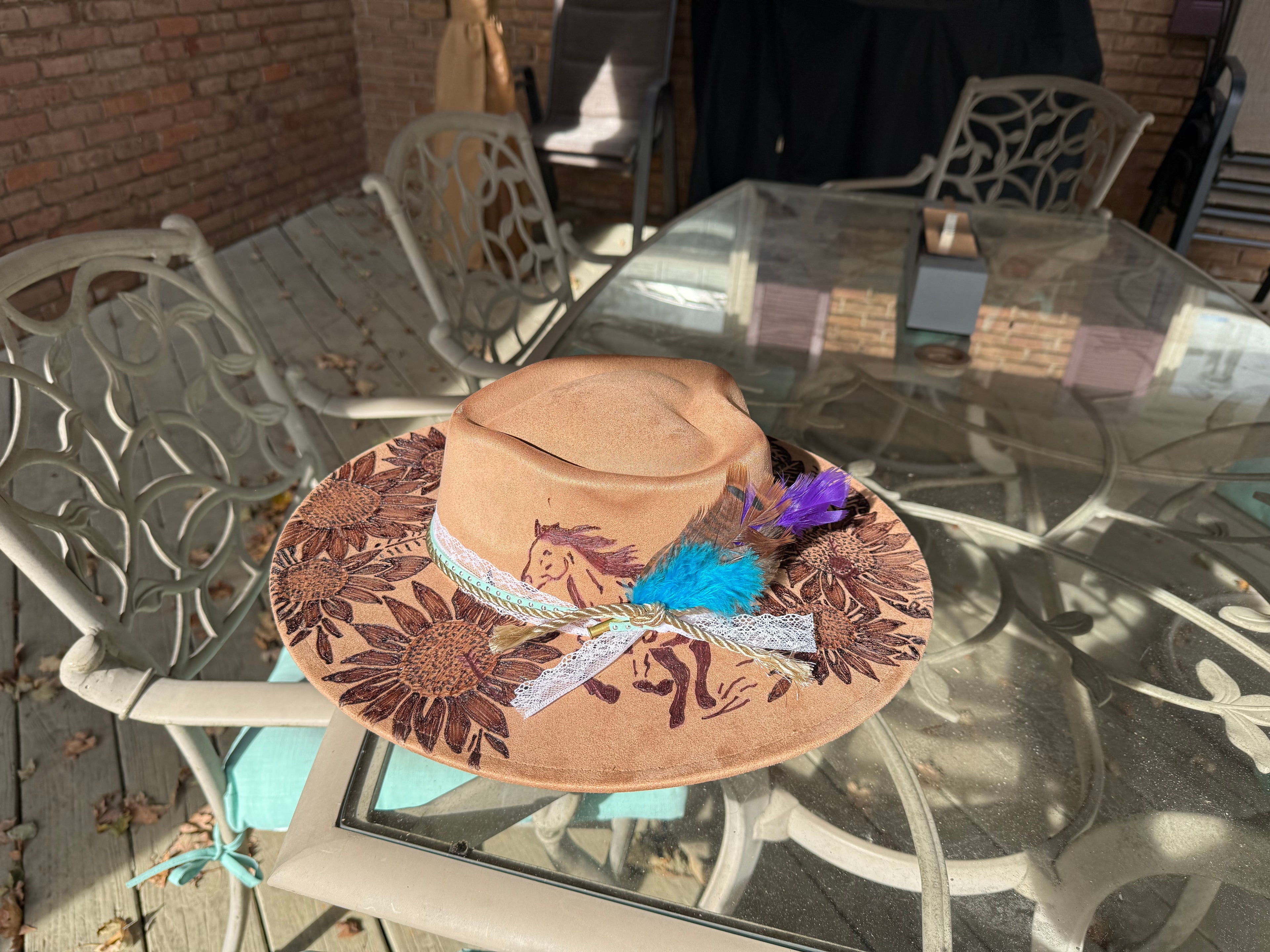 🌻 Sunflower Heart Western Hat