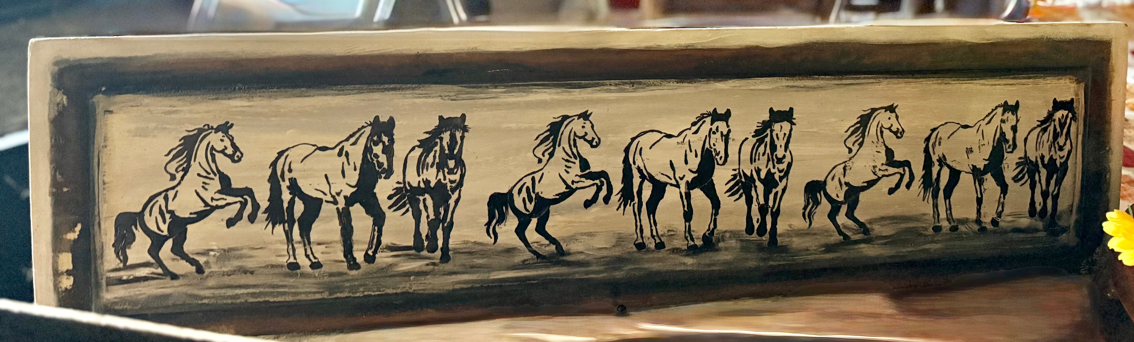 Running Horses Barnwood Wall Art