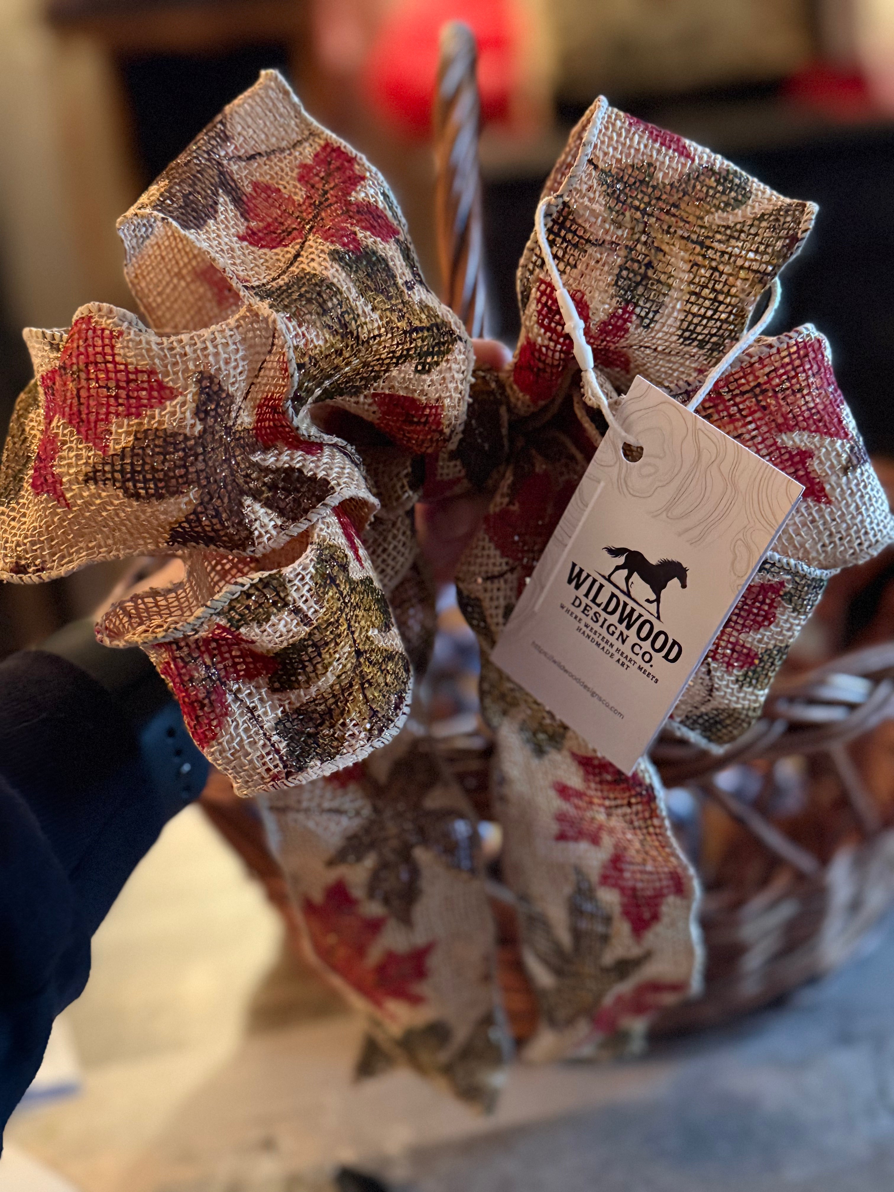 Handmade Burlap Fall Bow – Maple Leaf Autumn Decor#69