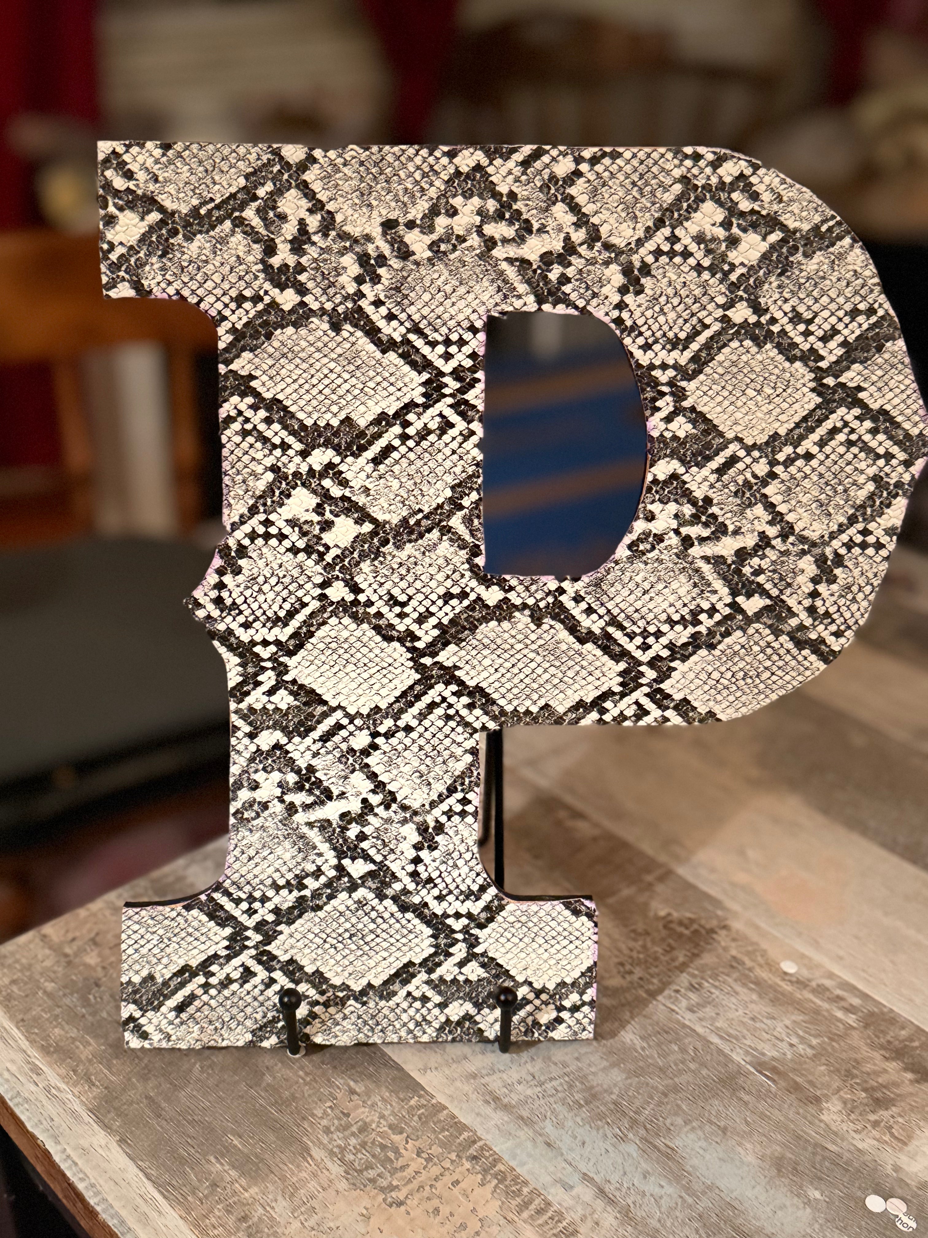 Snake Skin Pattern Wooden Letter “P” – Western & Rustic Home Decor#81