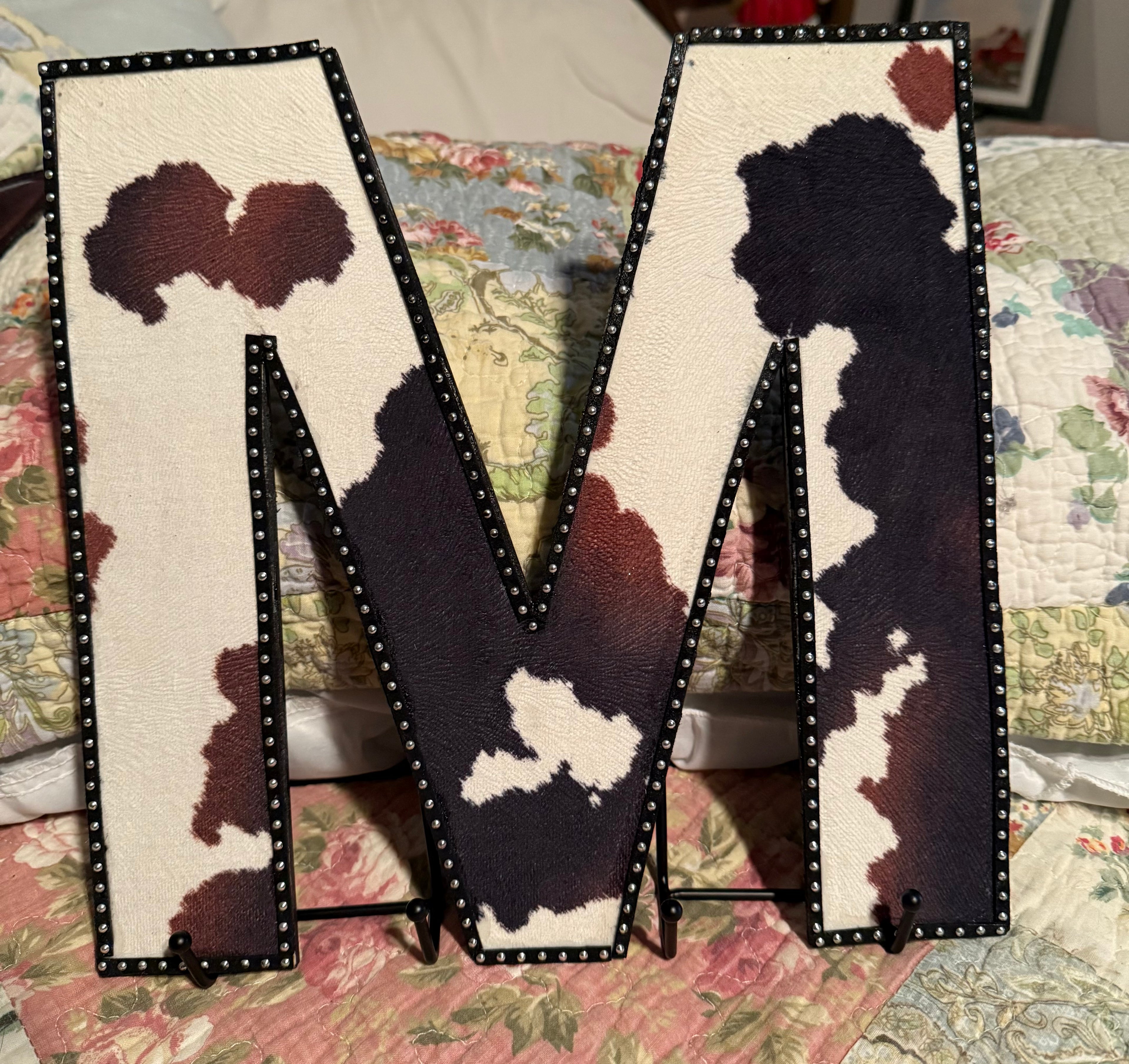 12”x 11”Custom Handmade Rustic Western Cowhide Letters Home Decor Wall Decoration #33