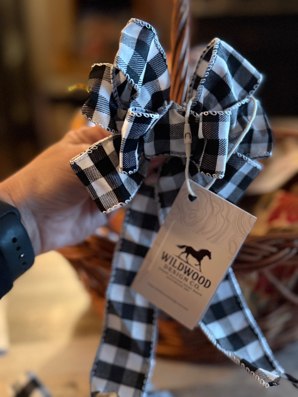 Farmhouse Buffalo Plaid Bow – Handmade Home Décor Accessory#70