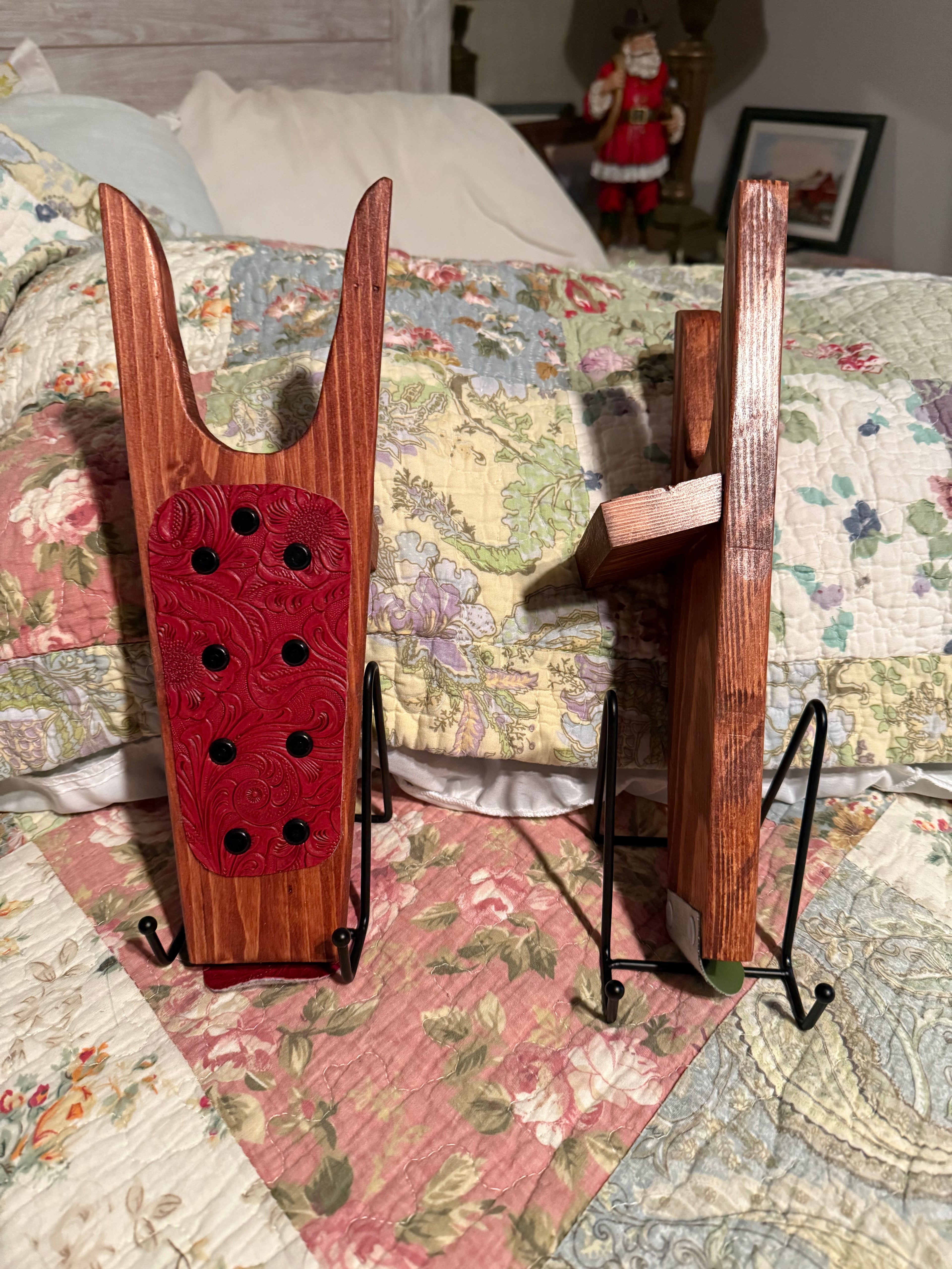 Red Tooled Leather Western Boot Jack | Handmade Rustic Boot Remover#21