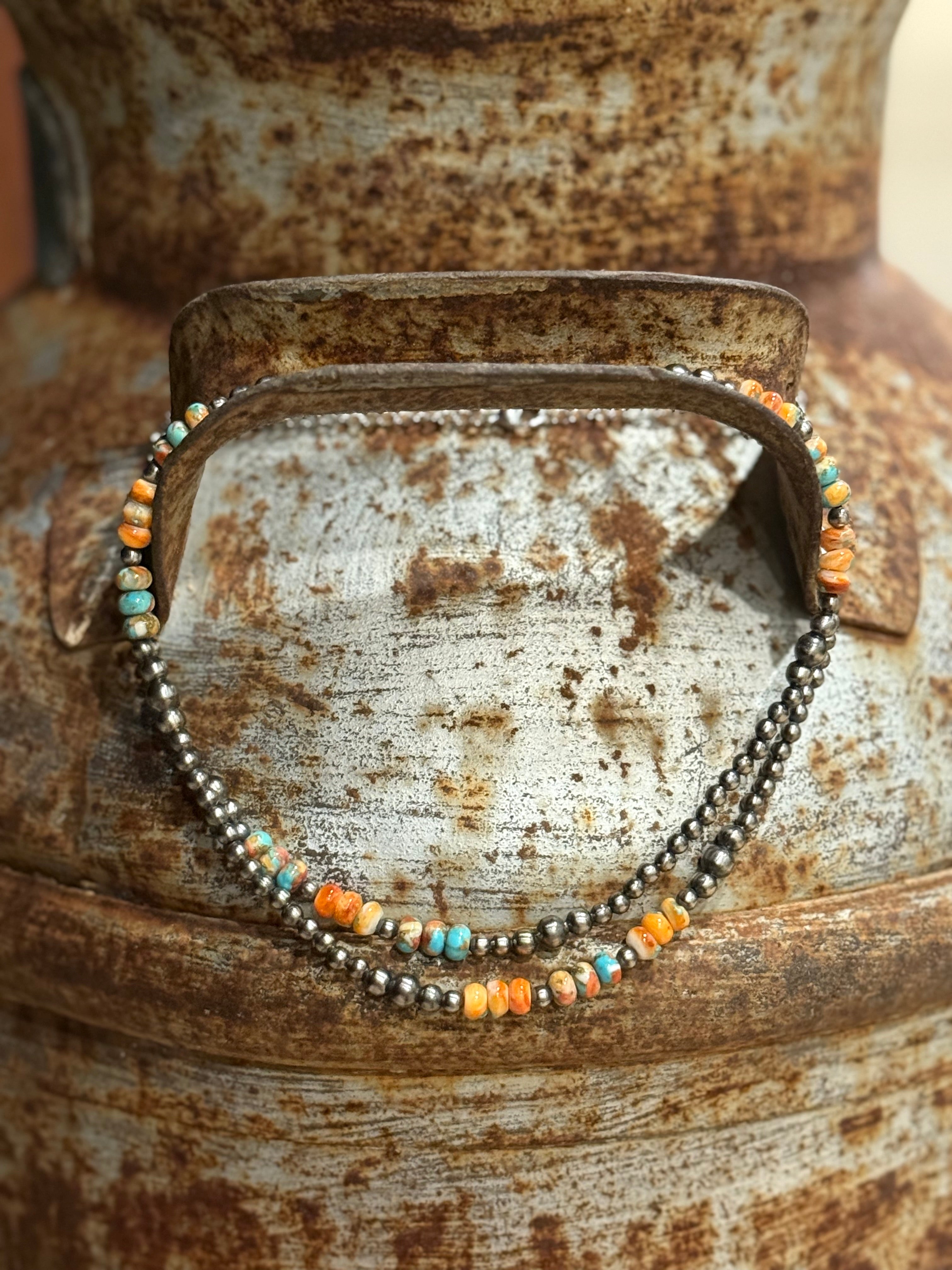 Triple Shot Spiny Oyster Beads Necklace