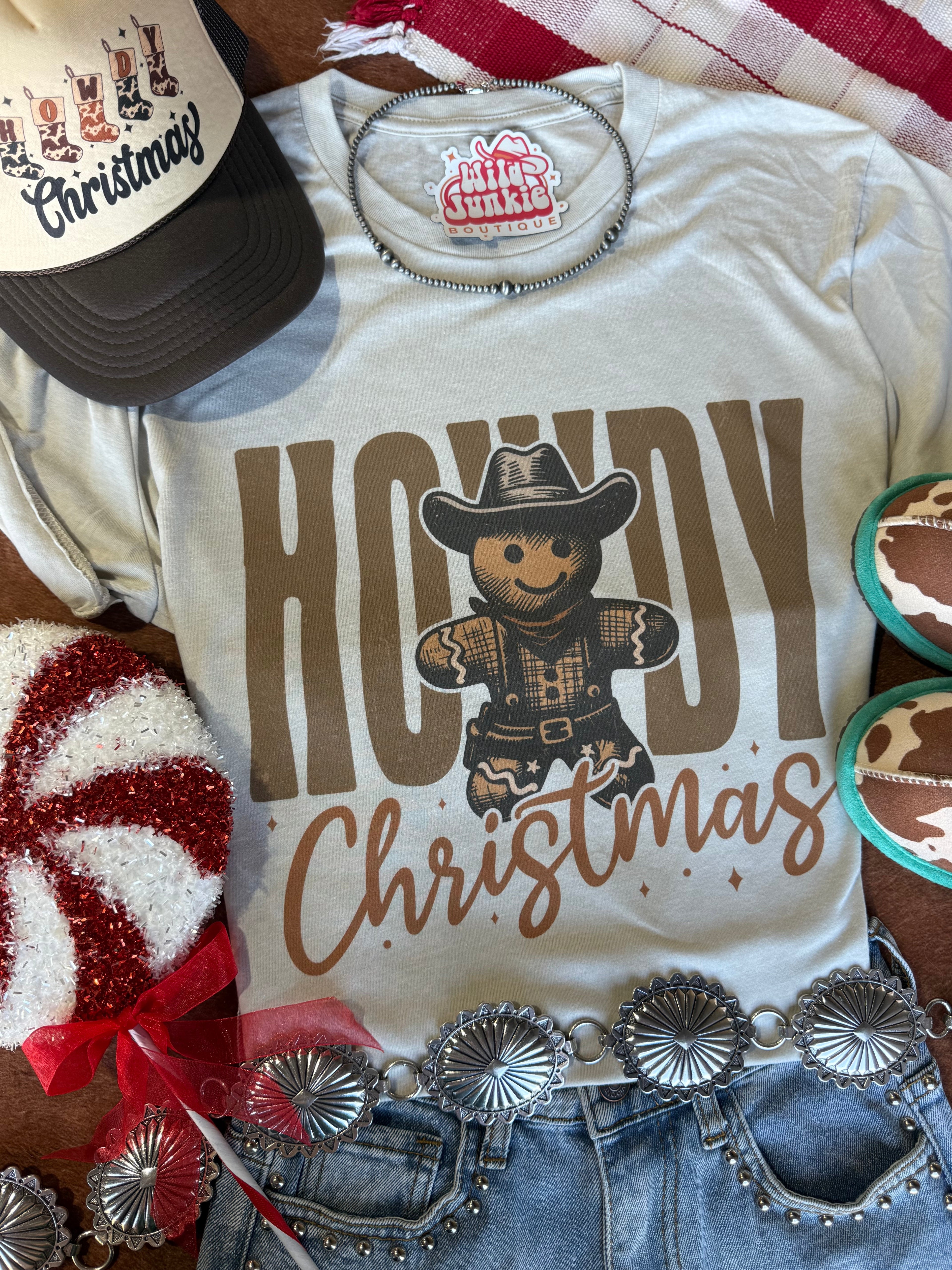 Cowboy Gingerbread Howdy Christmas Graphic Tee