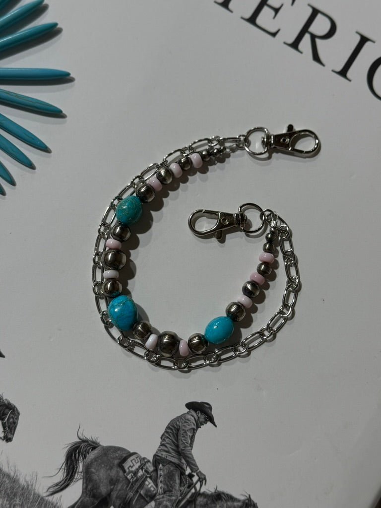 Authentic Pearl and Turquoise Purse Chain Set