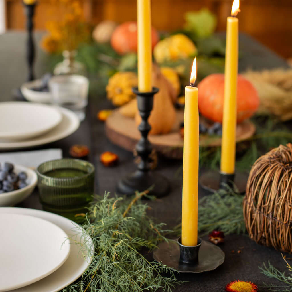 Hand-Dipped Beeswax Taper Candles - 1 Pair