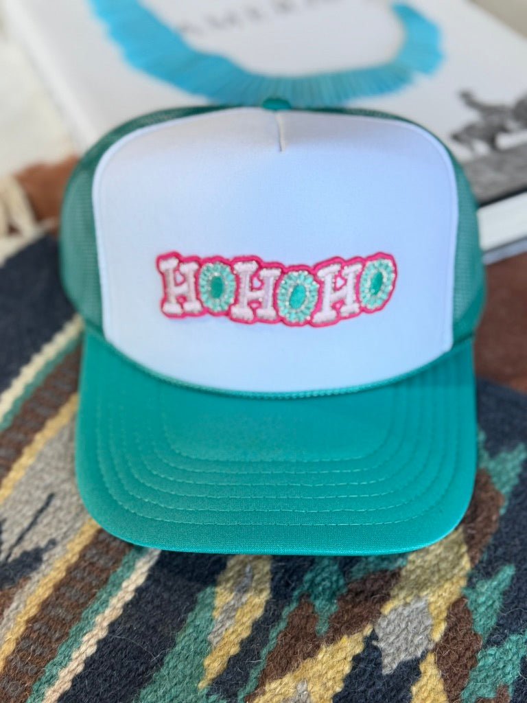 Ho Ho Ho Christmas Glitter Patch Trucker Hat