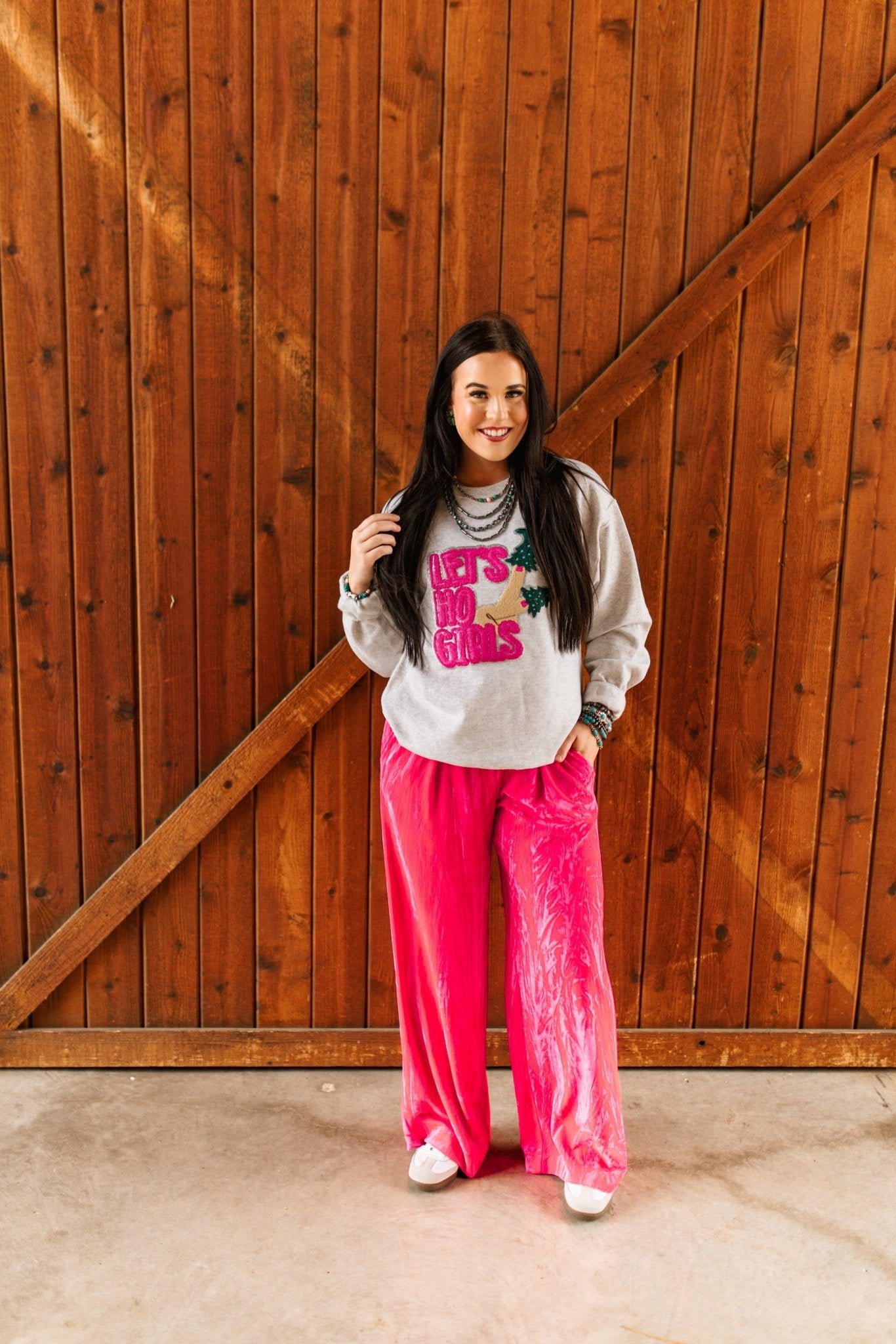 Let's Ho Girls Christmas Glitter Patch Sweatshirt