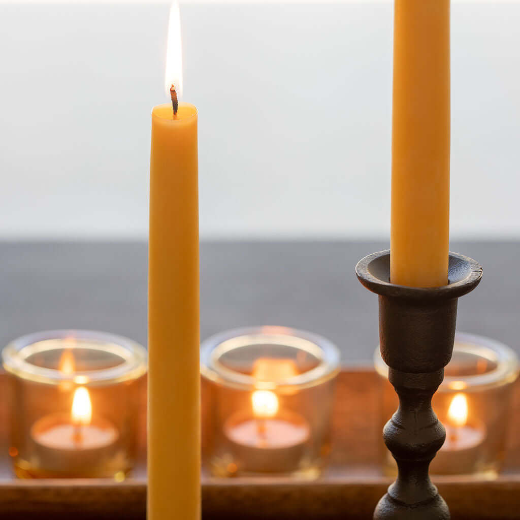 Hand-Dipped Beeswax Taper Candles - 1 Pair