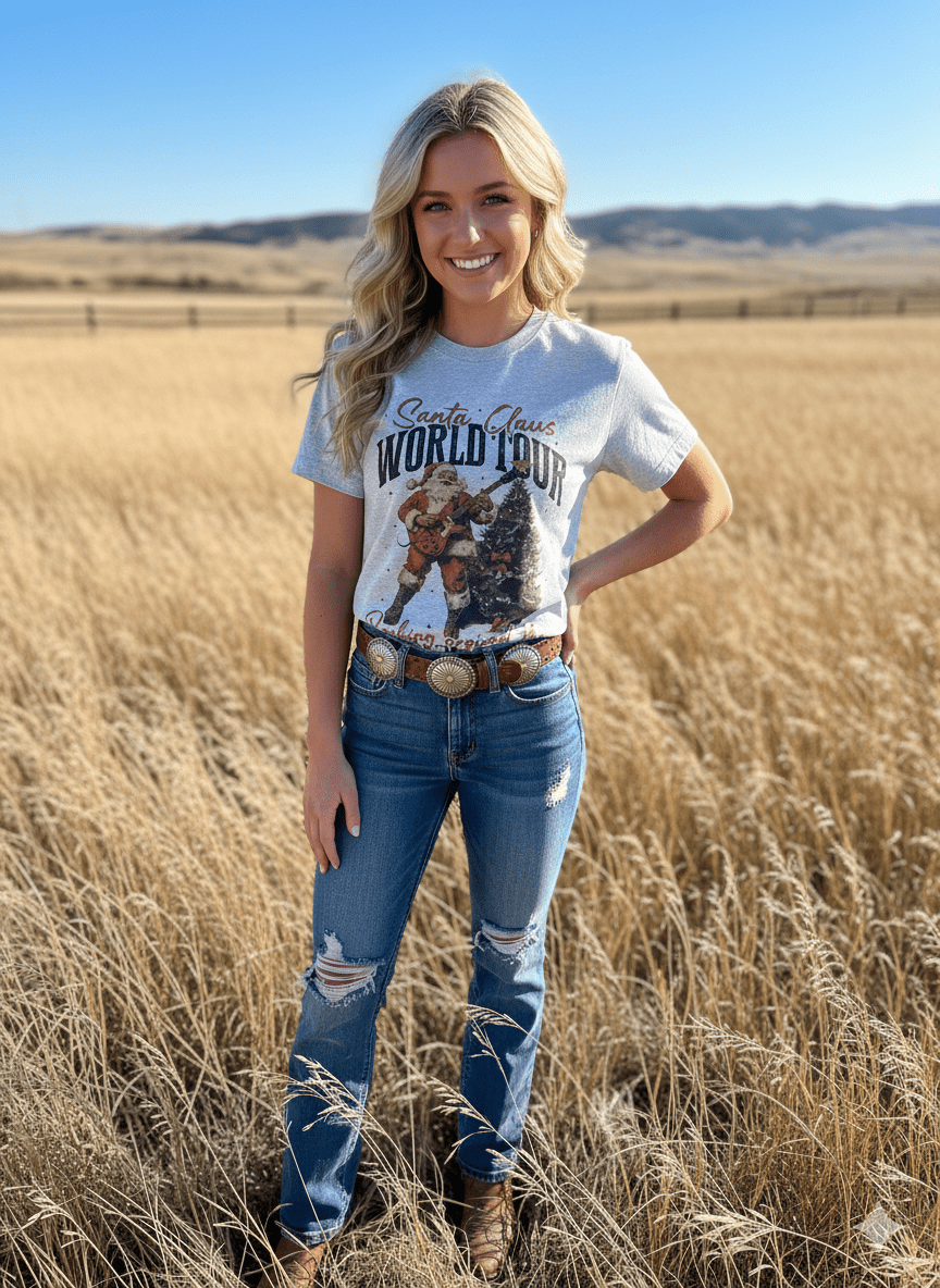 Santa Rocking Around The Christmas Tree Graphic Tee